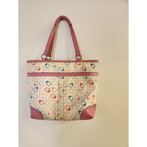 Coach Signature Chelsea Pink Trim Handbag W/Matching Zip Wristlet Wallet - Picture 7 of 11